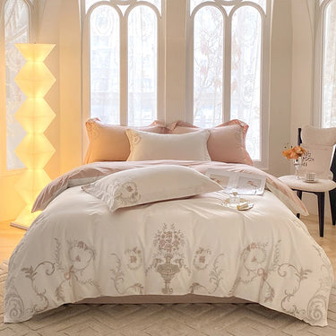 Vintage European Palace Embroidery Duvet Cover set, 100% Cotton Bedding Set